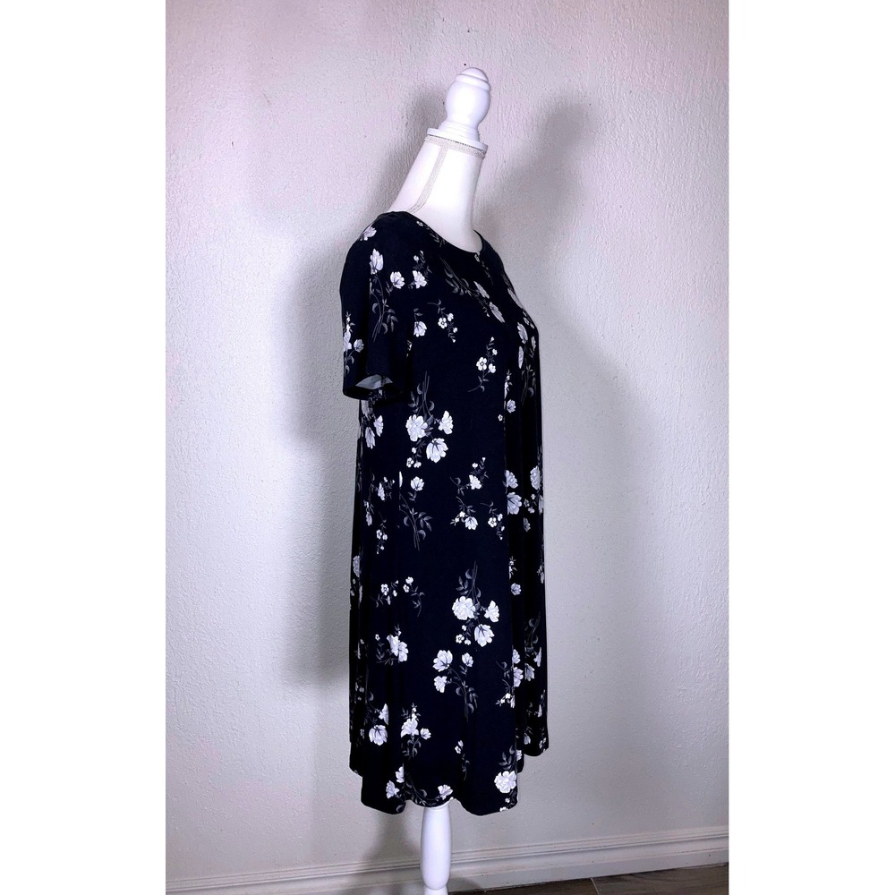 Old Navy Womens Black White Floral Short Sleeve Shift Dress Large